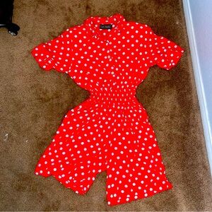 SOLD Red and White Vintage Romper